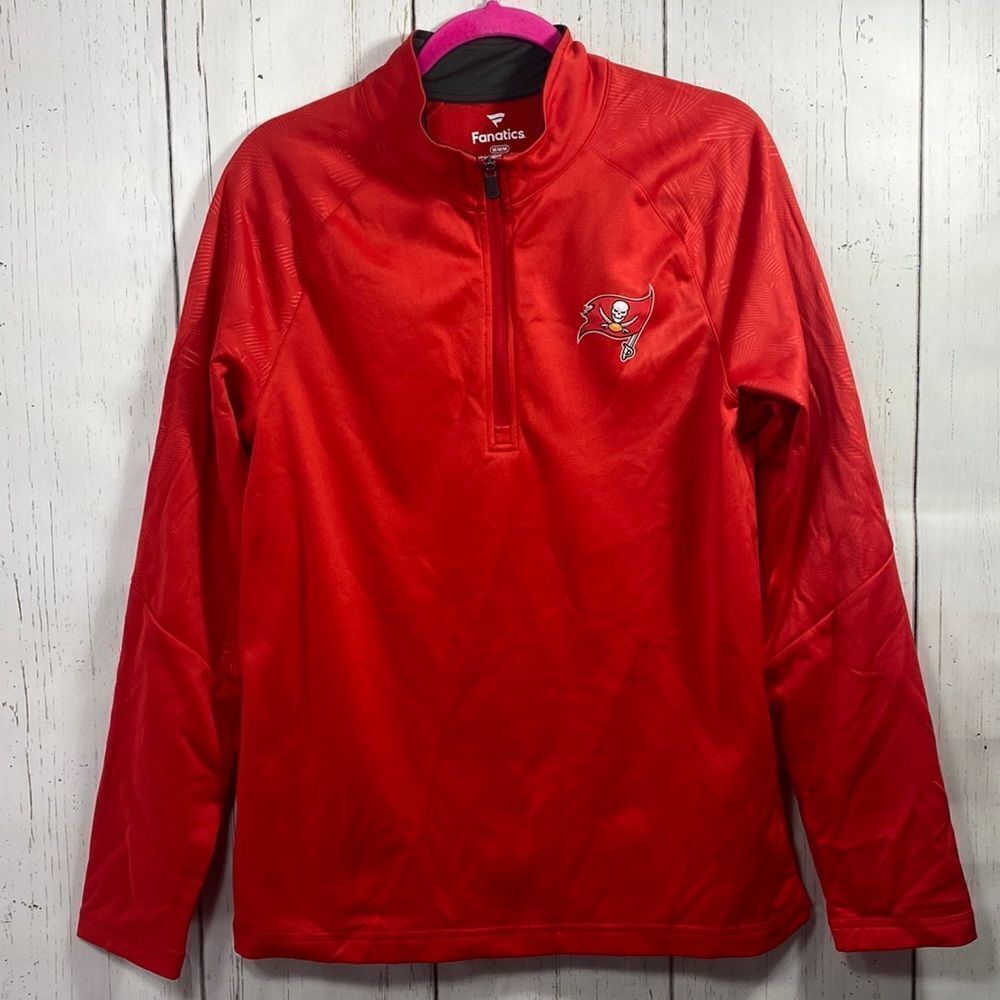 Fanatics NFL Tampa Bay Buccaneers Quarter Zip Pullover Mens M Red Long Sleeve